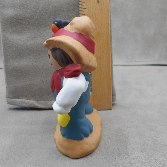 Vintage Fall Scarecrow Boy w/Crow 4.5" Tall Ceramic Hand Painted - Picture 3 of 6